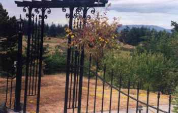 This pergola was fabricated with 1 x 2 rectangular tubing and simple scrolls to give it a slight oriental personality.   The pergola was placed over the entrance to the property. gate_fence-07.jpg